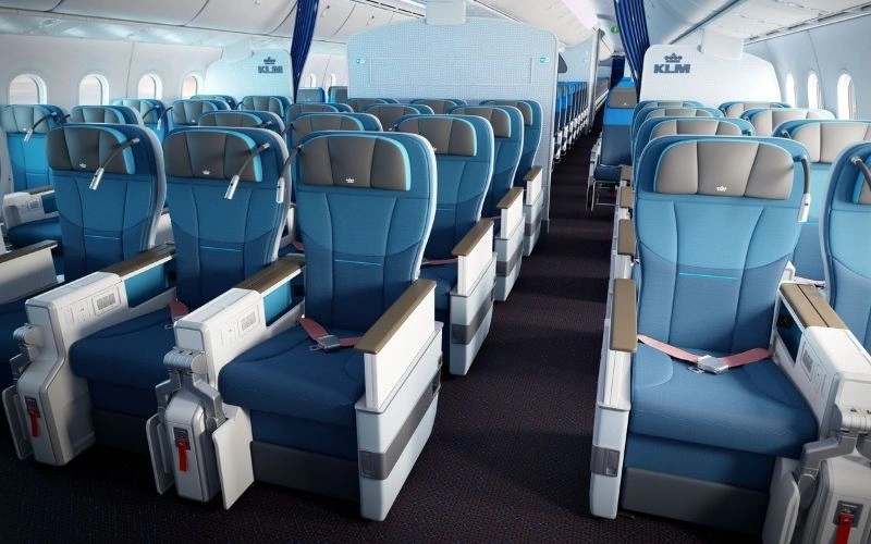 KLM's Premium Comfort Class offers enhanced seating with more legroom, wider seats, and additional amenities, providing a comfortable travel experience between Economy and Business Class.