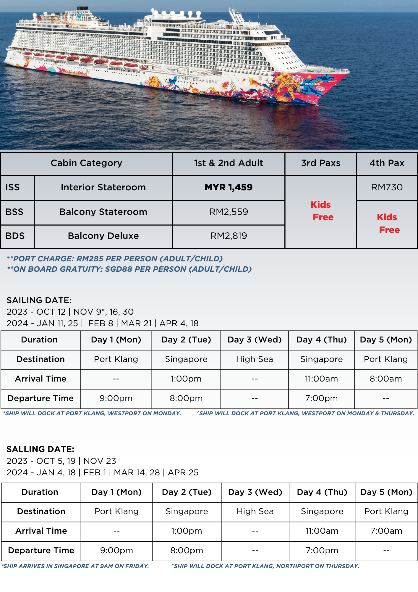 4-Nights Genting Dream Cruise Ex-Port Klang (Kids Cruise Free)